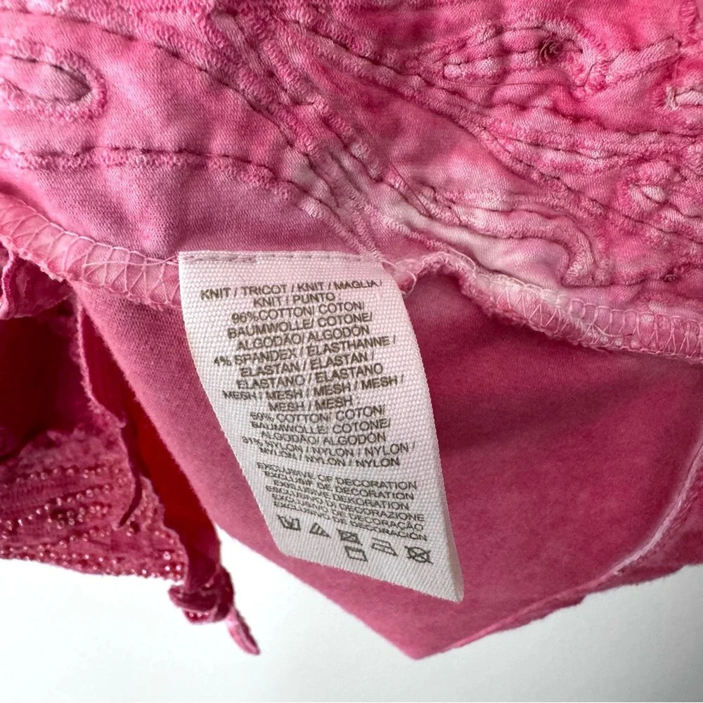 Free people ice ice baby pink beaded acid wash mesh zippered dress size XS - Picture 5 of 6
